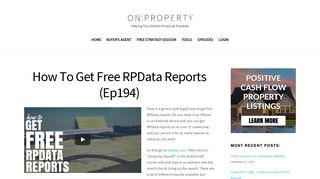 How To Get Free RPData Reports - On Property