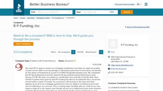 R P Funding, Inc. | Complaints | Better Business Bureau® Profile