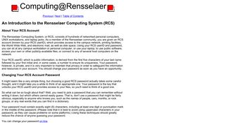 An Introduction to the Rensselaer Computing System (RCS)