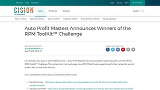 Auto Profit Masters Announces Winners of the RPM ToolKit™ Challenge
