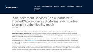 Risk Placement Services (RPS) teams with TrustedChoice.com as ...