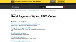 Rural Payments Wales (RPW) Online | beta.gov.wales