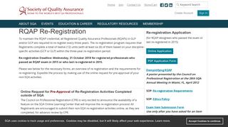 RQAP Re-Registration - Society of Quality Assurance