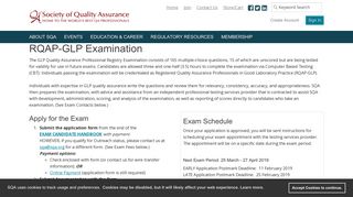RQAP-GLP Examination - Eligibility - Society of Quality Assurance