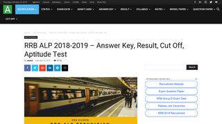 RRB ALP 2018-2019 – Admit Card for Stage 2 (Available), Answer ...