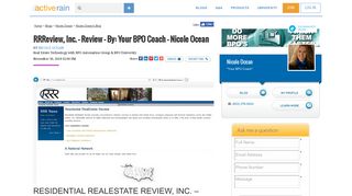 RRReview – Review - By: Your BPO Coach - Nicole Ocean - ActiveRain
