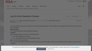 Log On to the Operations Console | RSA Link
