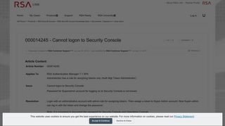 000014245 - Cannot logon to Security Console | RSA Link