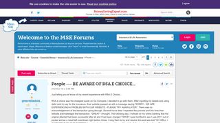 People --- BE AWARE OF RSA E CHOICE... - MoneySavingExpert.com Forums