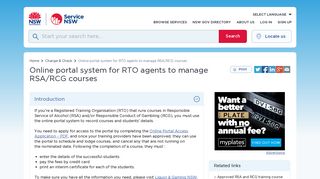 Online portal system for RTO agents to manage RSA/RCG courses ...