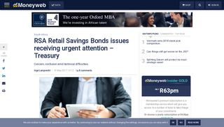 RSA Retail Savings Bonds issues receiving urgent attention ...