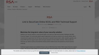Link to SecurCare Online SCOL and RSA Technical... | RSA Link