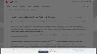 How to Login or Register for an RSA Link Account | RSA Link