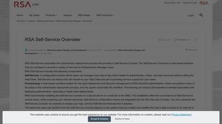 RSA Self-Service Overview | RSA Link