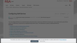 Configuring Self-Service | RSA Link