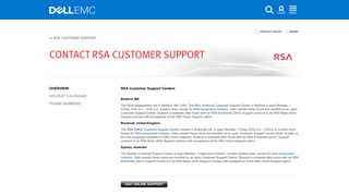 Contact RSA Support - Customer Support Center - EMC - Dell EMC