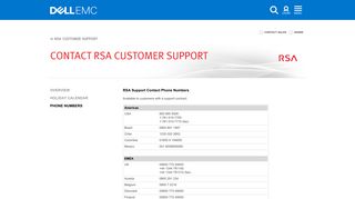 RSA Support Contact Phone Numbers - EMC - Dell EMC