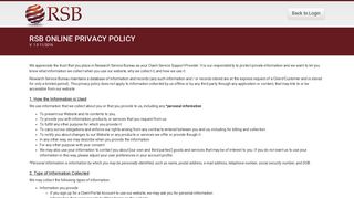 RSB ONLINE PRIVACY POLICY - RSB User Portal