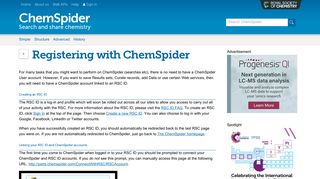 Registering with ChemSpider