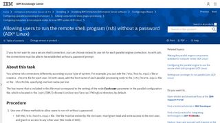 Allowing users to run the remote shell program (rsh) without a ... - IBM