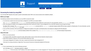 Accessing the cluster by using RSH - NetApp Support
