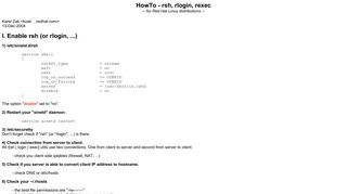 HowTo - rsh, rlogin, rexec - Red Hat People