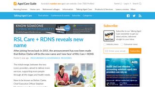 RSL Care + RDNS reveals new name - Aged Care Guide