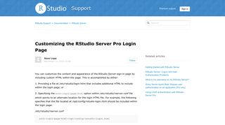 Customizing the RStudio Server Pro Login Page – RStudio Support
