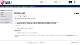 How to Login - Main View | How to Login | MyRSU