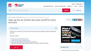 Sign up for an Online Services (myRTA.com) account | Service NSW