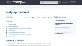 Lodging the bond - Consumer Affairs Victoria