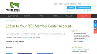 Log in to Your RTC Member Center Account | Rails-to-Trails ...