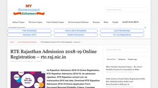 RTE Rajasthan Admission 2018-19 Online Registration - rte.raj.nic.in