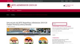 {rte.raj.nic.in} RTE Rajasthan Admission 2019-20 Online Portal ...