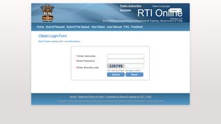 RTI Online :: Citizen Login Form