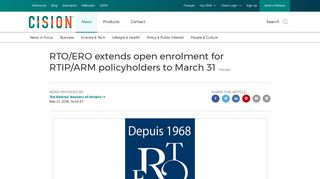 CNW | RTO/ERO extends open enrolment for RTIP/ARM policyholders ...