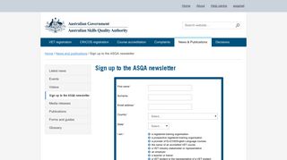 Sign up to the ASQA newsletter | Australian Skills Quality Authority