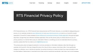 RTS Financial Privacy Policy | RTS Carrier Services