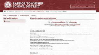HAC and Schoology / Welcome - Radnor Township School District