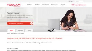 How can I use the RTSP and HTTPS settings on Foscam HD cameras ...