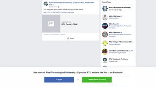 Rizal Technological University. (if you are RTU student like ... - Facebook
