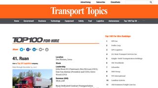 Top 100 | Ruan | Transport Topics