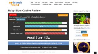 Ruby Slots Casino | $50 No Deposit Bonus