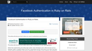 Facebook Authentication in Ruby on Rails - RichOnRails.com