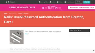 Rails: User/Password Authentication from Scratch, Part I — SitePoint
