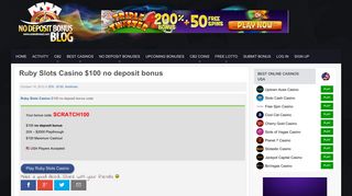 Ruby Slots Casino $100 no deposit bonus - 14.10.2012