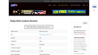 Ruby Slots Casino - Review, Bonus Info, Ratings, Comments