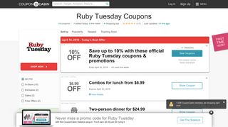 Ruby Tuesday Coupons: Save $2 - CouponCabin