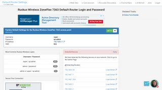 Ruckus Wireless ZoneFlex 7363 Default Router Login and Password