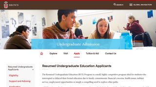 Resumed Undergraduate Education Applicants | Undergraduate ...